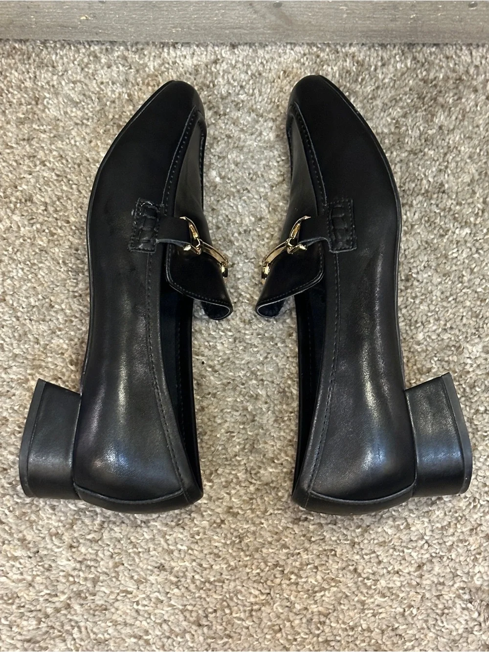 Steve Madden Hartlyn Black Leather Horsebit Loafers Block Heel Size 9.5 Office